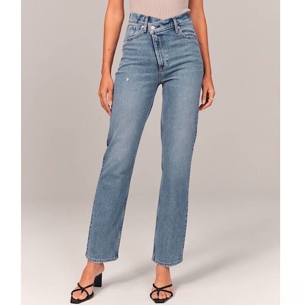 Abercrombie & Fitch Jeans Women 28 6 Crossover 90s Straight Ultra High Rise NWT